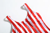 Red Striped One Piece Bikini