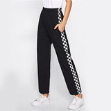 High Waisted Side Checkered Pants