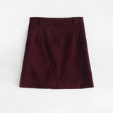 Plain Burgundy A-Line Mini Skirt
