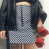 Checkered High Waisted Mini Skirt