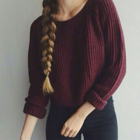 Slim Knitted Cropped Pullover