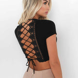 Lace-Up Back Crop Top