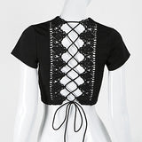 Lace-Up Back Crop Top