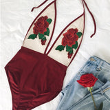 Sexy Rose Embroidered Bodysuit