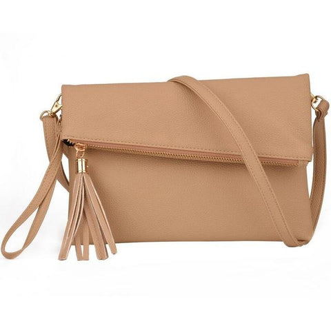 Fold Over Leather Handbag