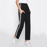 High Waisted Side Checkered Pants
