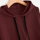 Burgundy Side Striped Hooded Sweatshirt