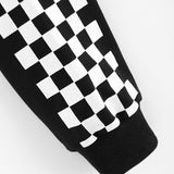 Checkered Sleeve Crop Sweatshirt