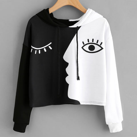 Black & White Two Faces Hooded Sweatshirt