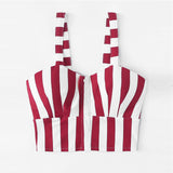 Red & White Striped Crop Top