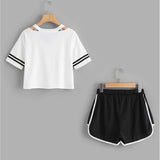 Striped Black & White Top & Shorts